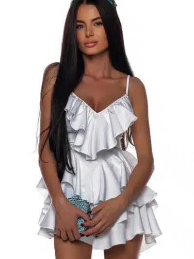 Russian style black white rochie alba rochie wow rochie vara rochie volane