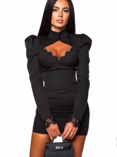 Sugar Daddys Funeral Vibes rochie neagra cu dantela la bust Romania