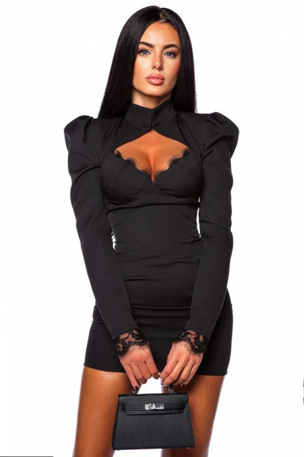 Prive Boutique - Magazin online - Haine de dama pentru club si evenimente speciale 7 Sugar Daddys Funeral Vibes rochie neagra cu dantela la bust Romania