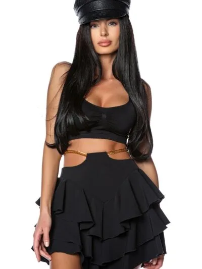 Fusta cu volane si lant fusta versatila cu fermoar spate Romania