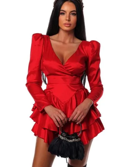 RUFFLE PART 2 DRESS rochie de petrecere satinata Romania