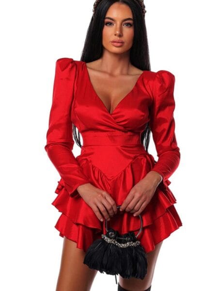 RUFFLE PART 2 DRESS rochie de petrecere satinata Romania