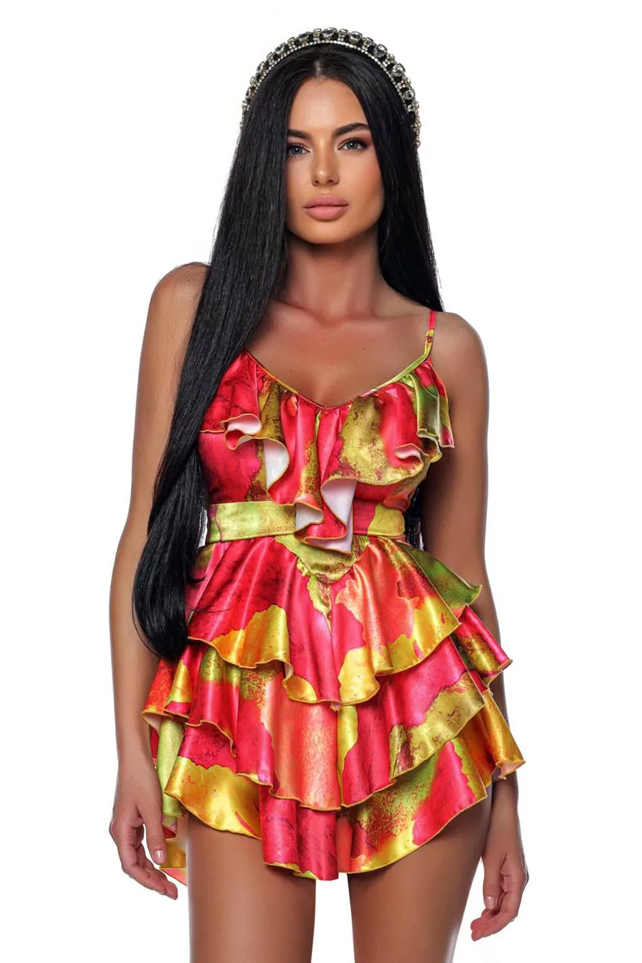 Limited Edition Print Dress 7 Limited Edition Print Dress rochie mini cu print artistic galben roz Romania