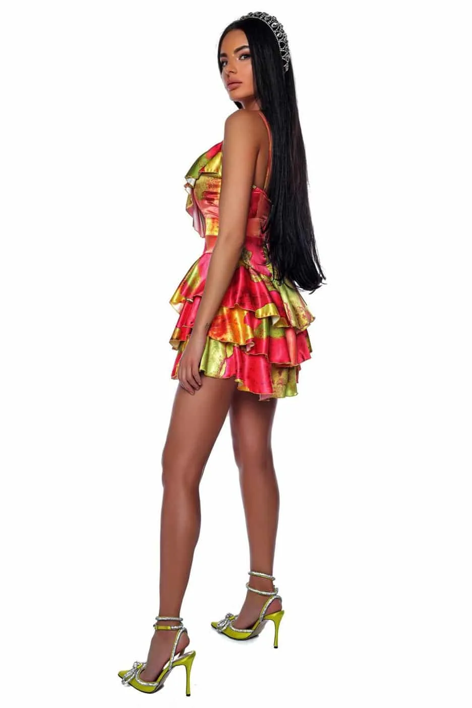 Limited Edition Print Dress 8 Limited Edition Print Dress detaliu print coral si volane Romania