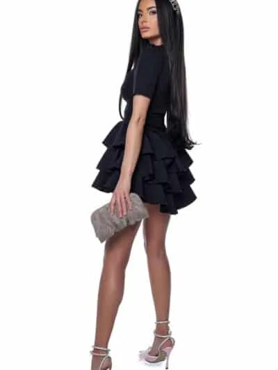 Queen dress rochie neagra baby doll cu decolteu V Romania