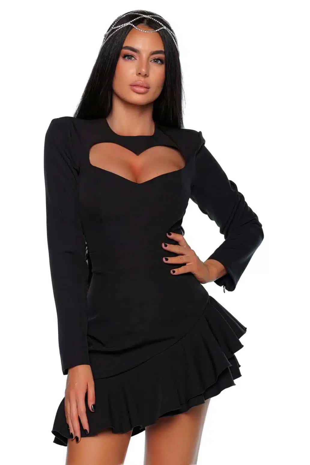 heart dress 1 heart dress tinuta completa rochie cu volan asimetric Romania — vedere din față