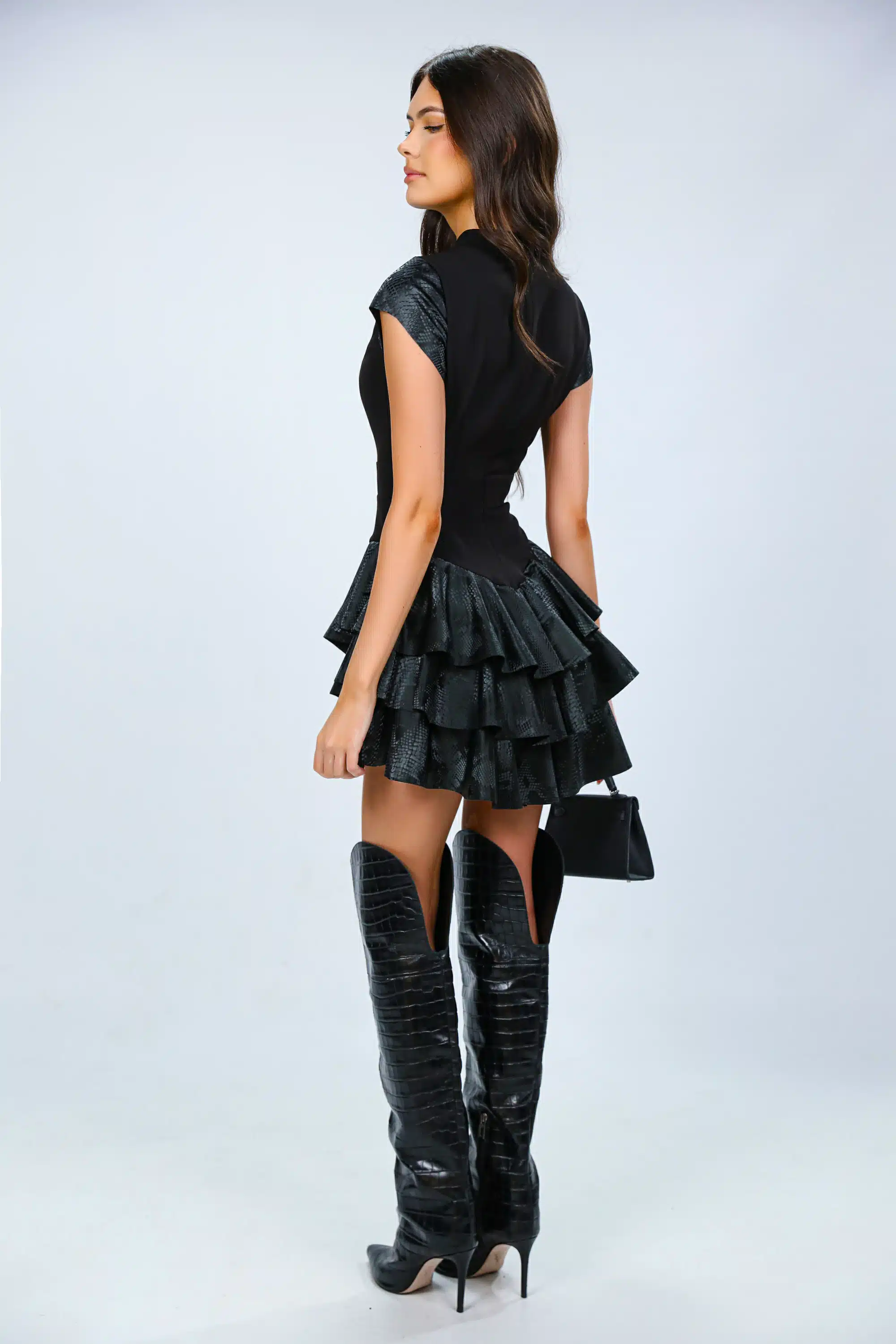 Phyton Mini Ruffle Dress 5 Phyton Mini Ruffle Dress rochie mini exotica premium Romania