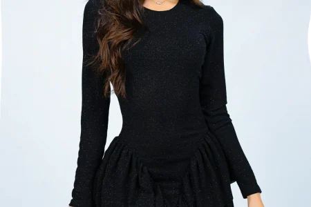 Sparkle Ruffle Dress rochie neagra volane spectaculoase Romania