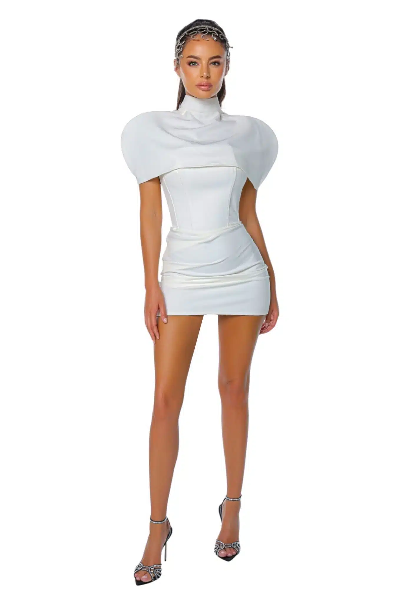 ICON DRESS 8 ICON DRESS rochie alba rochie simpla drreapta rochie sexy de zi rochie de seara se poate accesoriza cu noir cape