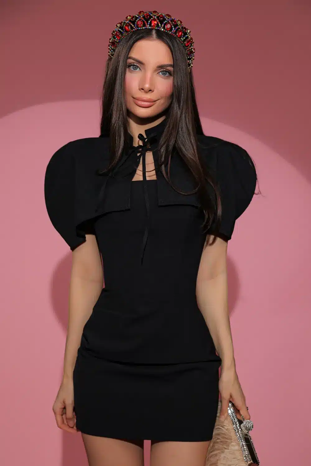 ICON DRESS 2 ICON DRESS rochie neagra rochie simpla drreapta rochie sexy de zi rochie de seara se poate accesoriza cu noir cape