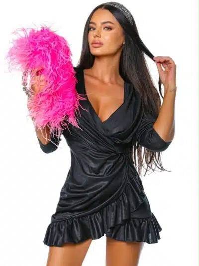 Rochie Lurex cu volane detaliu volane delicate feminitate Romania — vedere din față