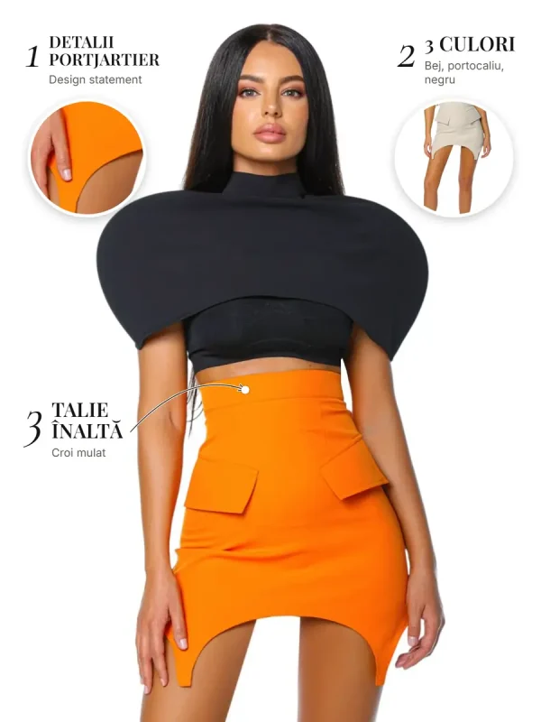 Prive Boutique - Magazin online - Haine de dama pentru club si evenimente speciale 3 Fusta Portjartier PRIVE Boutique – detalii: detalii portjartier, 3 culori și talie înaltă