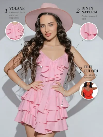 Russian Dress din In PRIVE Boutique – detalii: volane, din in natural și trei culori